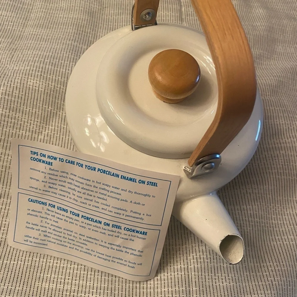 Royal Limited Holly Holiday-Holly w/ Gold Rim- Metal Tea Kettle with Wood Handle